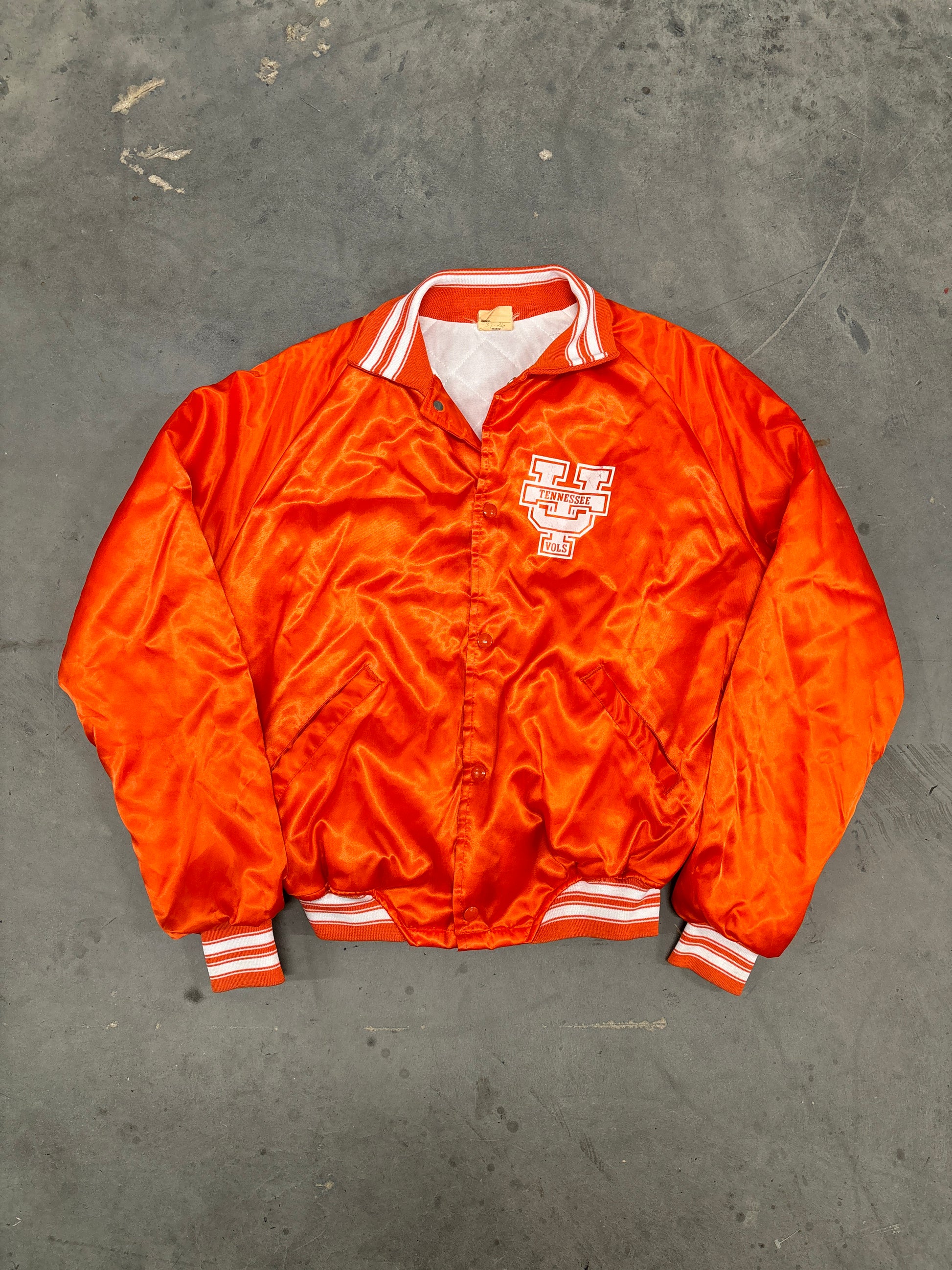 VINTAGE CHALKLINE SATIN BOMBER JACKET - L