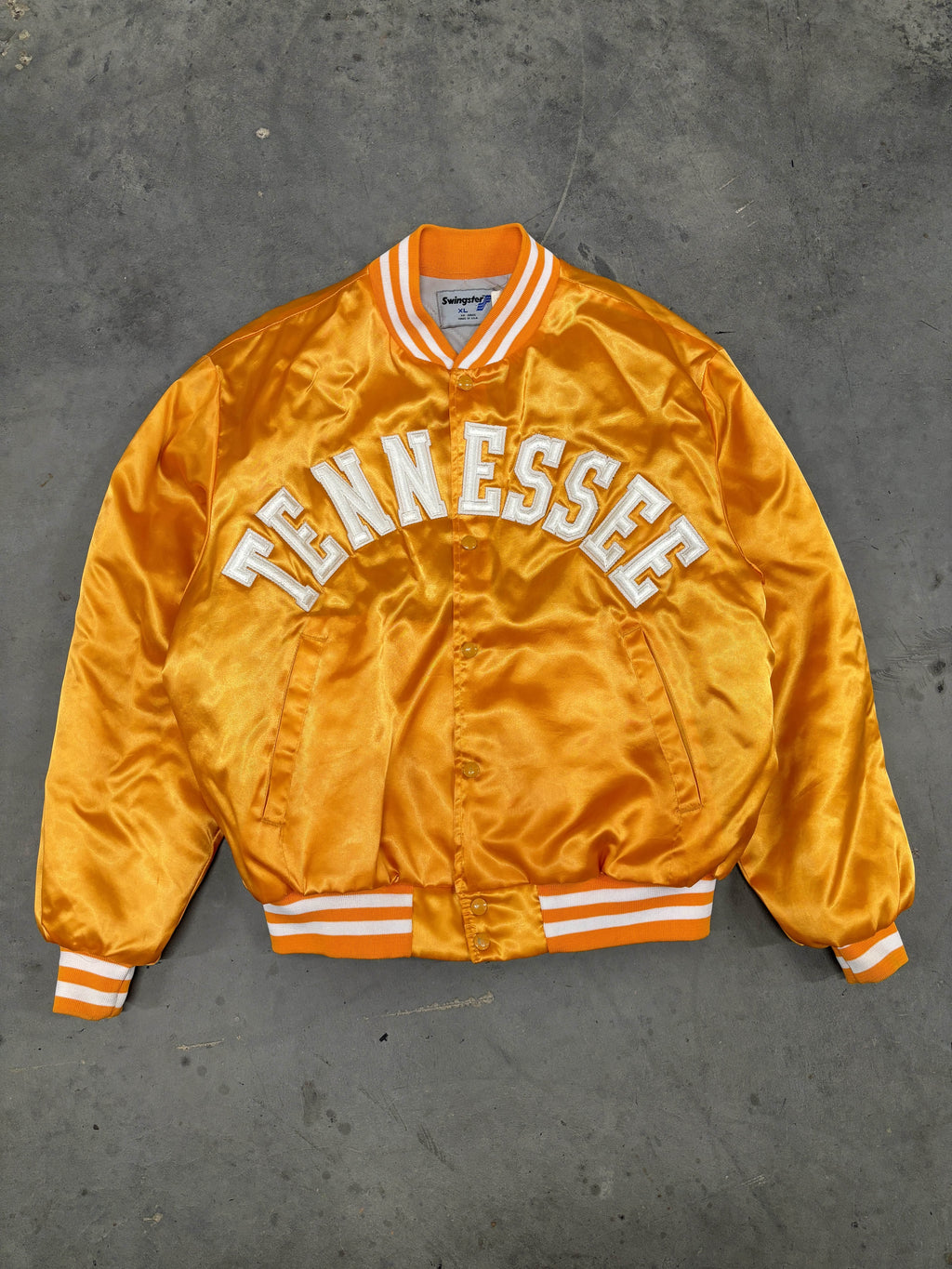 VINTAGE TENNESSEE SPELLOUT SATIN BOMBER JACKET - XL/XXL